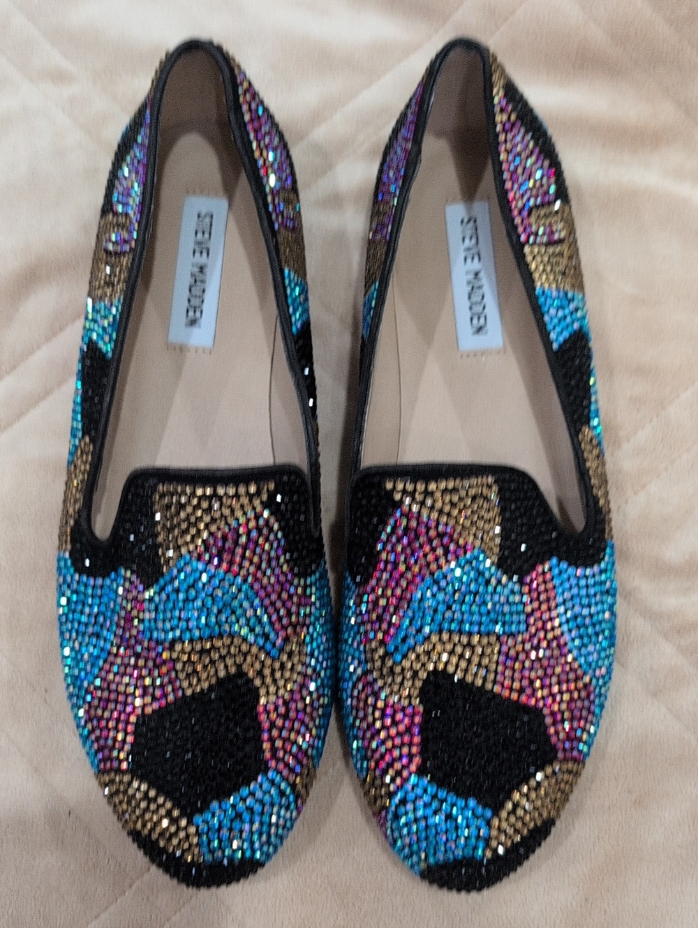 Steve Madden Black Multicolor Beaded Loafers